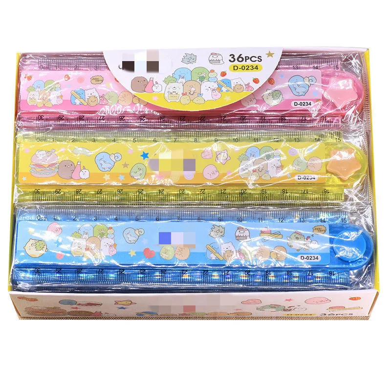 

JY 30Pcs/box Kawaii animal Stationery Cartoon Drawing Gift Office School Folded Straight Plastic wavy Ruler 30cm kids gift P27