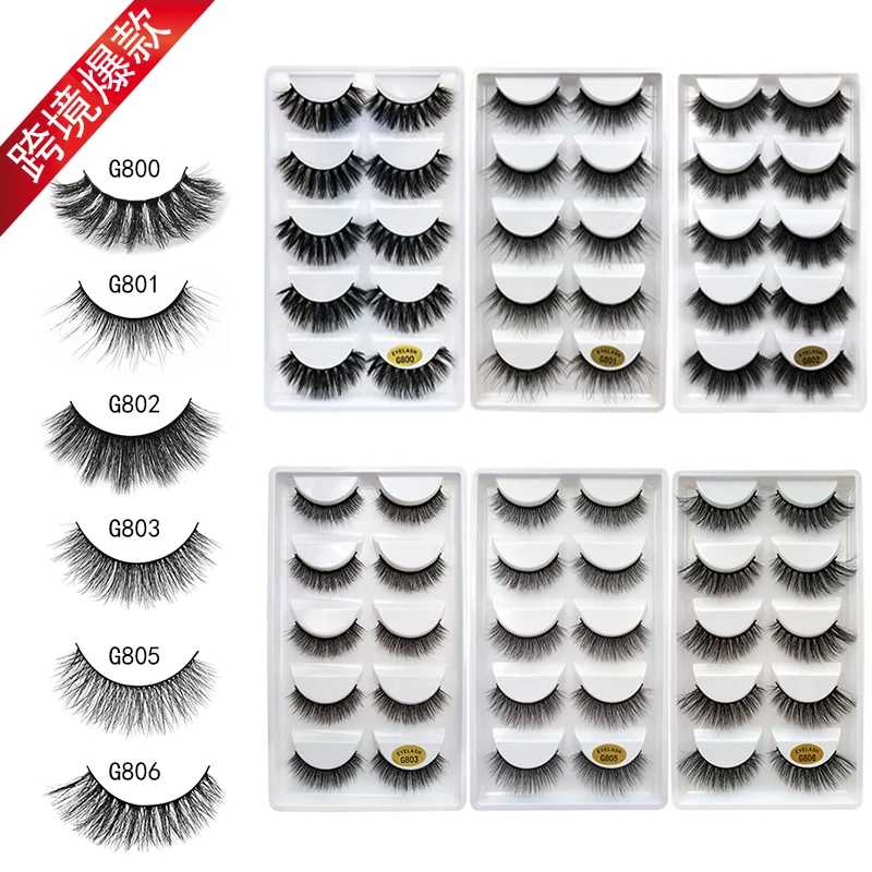 

YXC Natural Long Pestañas Postizas Mink Lashes Handmade Mink Dramatic Lashes Wholesale 5PAIRS Cruelty Free 25MM Eyelashes