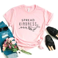 spread kindness whale print women t shirt short sleeve o neck women tshirt ladies fashion tee shirt tops