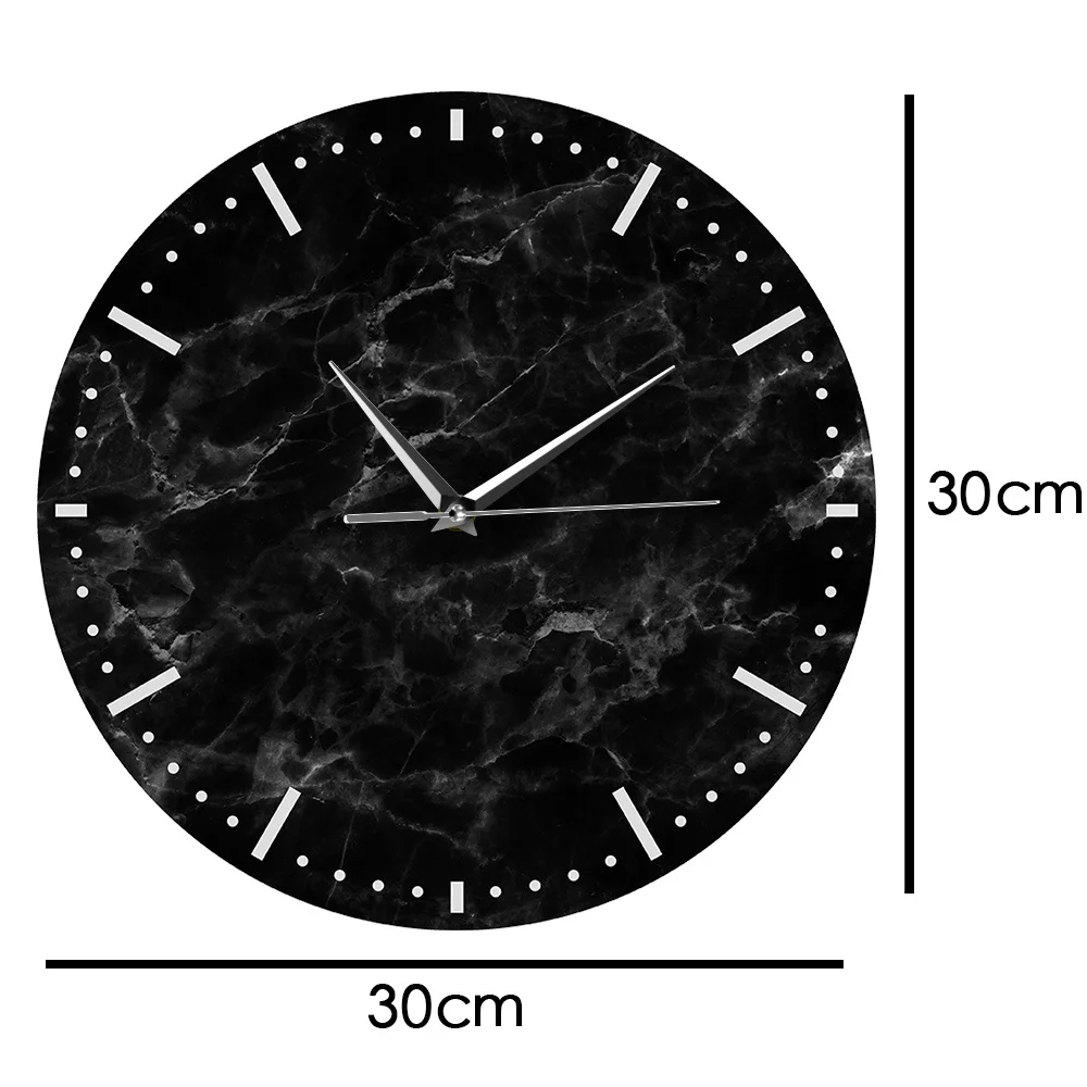 

Black Texture Stone pattern Clock Silent Movement Quartz Time Clock Modern Acrylic Printed Marble Wall Clock Home Decoration