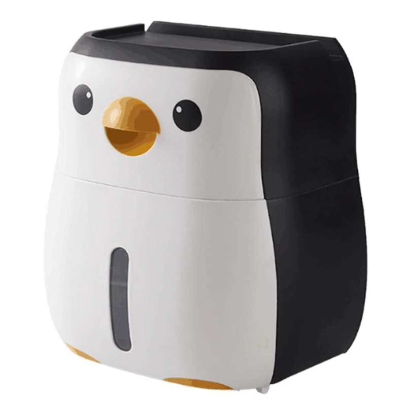 

Toilet Paper Holder Penguin Free Punch Paper Roll Holder Tube Toilet Hanging Wall Roll Box Bathroom Product