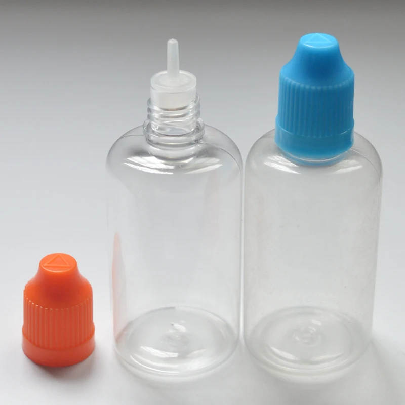 

20pcs 50ml Clear Empty PET Hard Bottle Plastic Dropper Bottles With Childproof Cap E Liquid Needle Vial