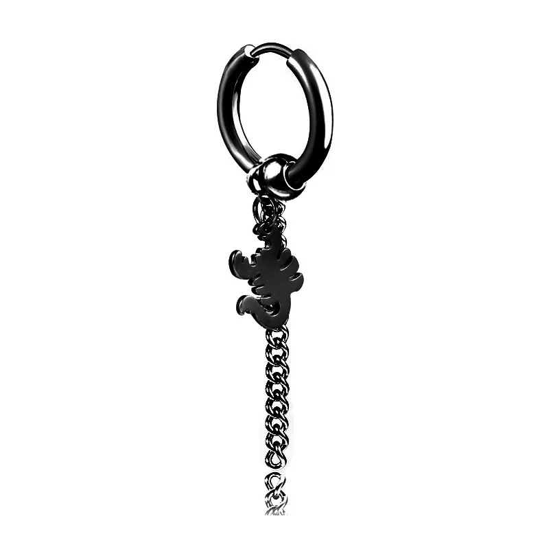 

Stainless Steel Cross Tassel Stud Earring For Men Punk Single Jewelry Skull Scorpion Hoop Dangle Eardrop Street Hip Hop Boy Gift