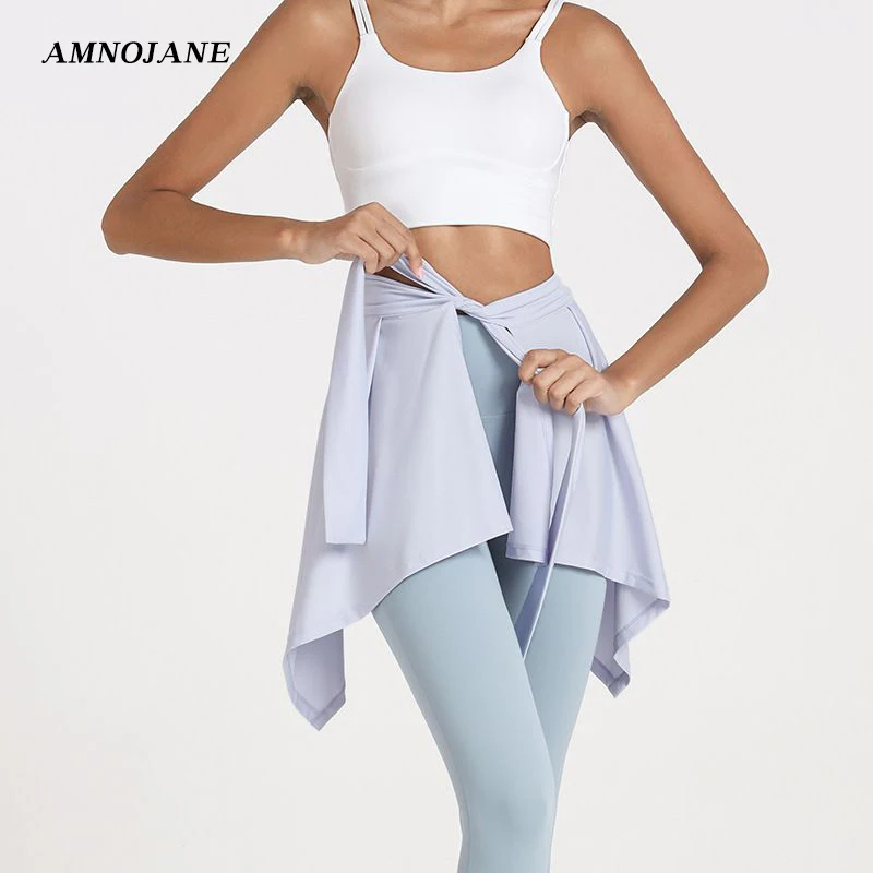 Юбка для йоги эластичная с длинными лямками цельная теннисная юбка бега женские