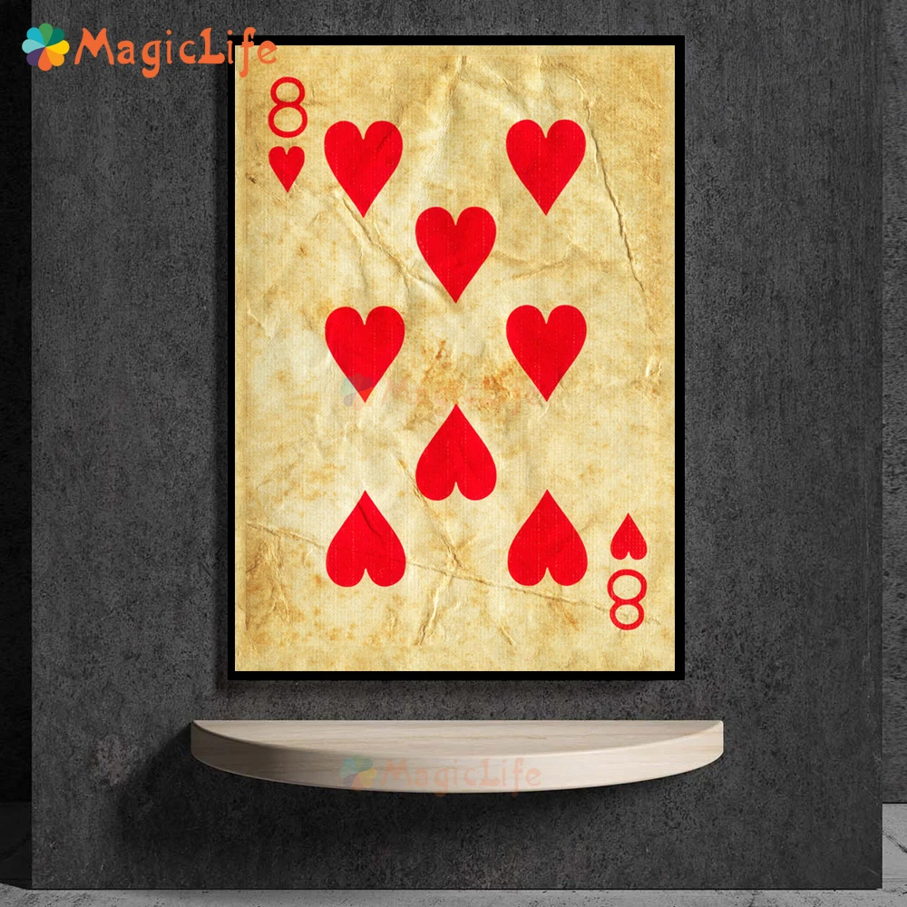 

Vintage Number Poker Old Playing Card Wall Pictures For Living Room Nordic Poster Wall Art Canvas Painting Home Decor Unframed