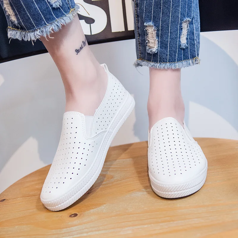 Женские кроссовки простая повседневная дышащая обувь плоская подошва белые |
