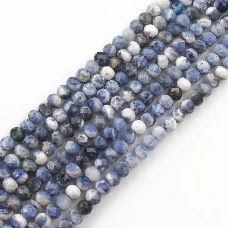 

Бусины Из Натурального синего кальдалита, Граненые Круглые Бусины 2x4 мм, бриллиантовые бусины для ожерелья, браслета, 15 дюймов