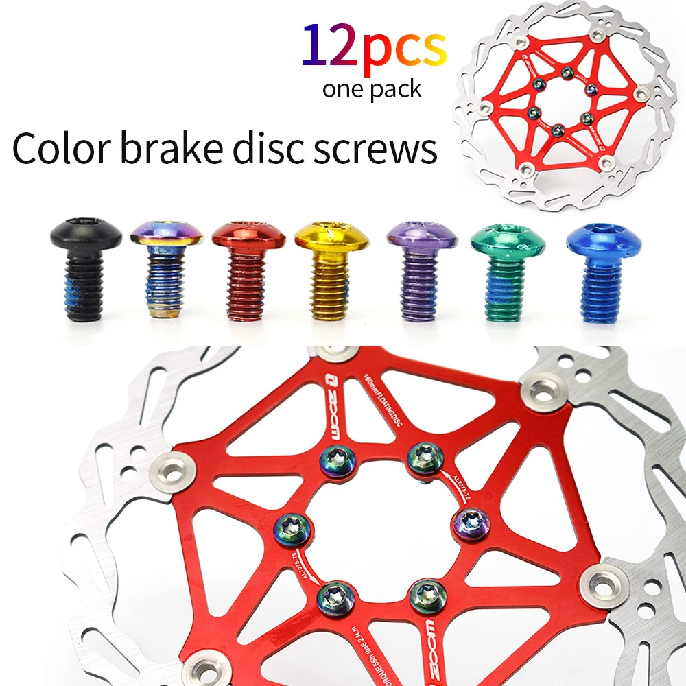 

Mountain Bike Disc Screw 12 Pcs Alloy Steel Disc Brake Pad Screw T25 M5*10 Bicycle Accessories