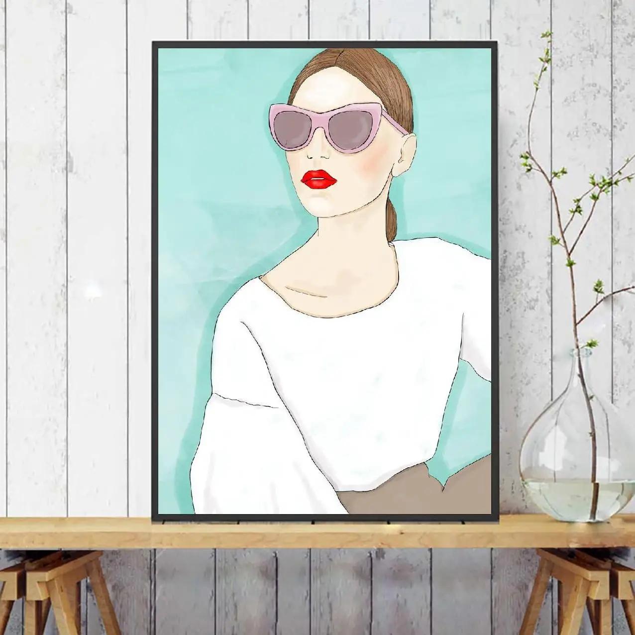 Sunglasses Abstract Canvas Wall Art Print Modern Poster Pictures Living Room Decor | Дом и сад