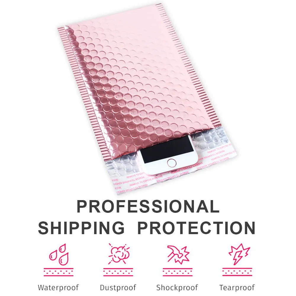 RFID Protection Rose Gold Silver Mail Shipping Bubble Mailer NFC Blocking Bag Custom Printing for Mobile Phone Packaging | Канцтовары