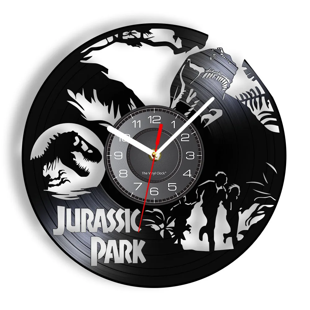 Dinosaur Fantasy Science Fiction Movie Inspired Wall Clock For Adventure Home Theater Dinosaur Decor Retro Vinyl Record Watch