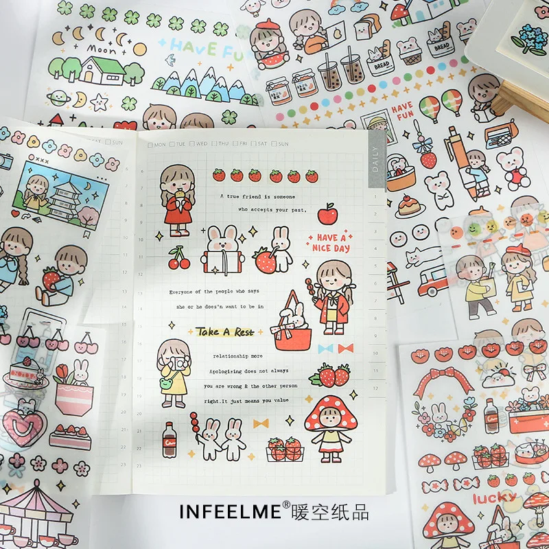 

1 лист милые корейские стикеры s Мультяшные Стикеры для скрапбукинга бумажные стикеры хлопья стационарные DIY Дневник альбома школьные прина...