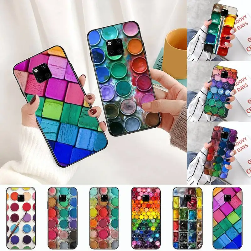 

Watercolors Set Palette Painting Box Phone Case For Huawei honor Mate P 10 20 30 40 i 9 8 pro x Lite smart 2019 nova 5t