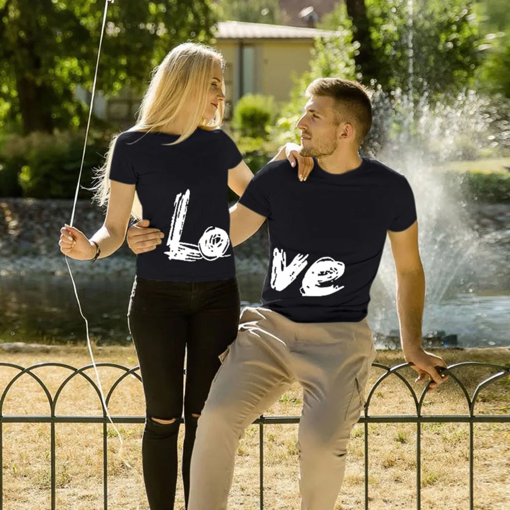 Модная мужская летняя одежда для пар футболка с надписью King Queen мужчин и женщин