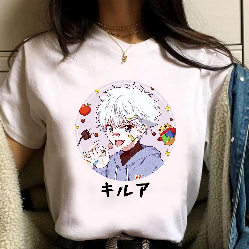 

Kawaii Women Shirt Hot Anime HUNTER X HUNTER T-shirt Killua Graphic Tops Harajuku Causal Tees Summer O-neck Short Sleeve Unisex