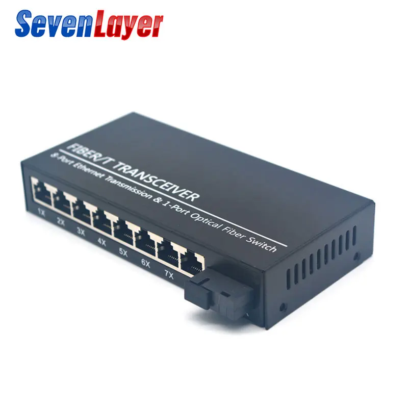 Волоконно оптический коммутатор 8 RJ45 1 SC волоконный порт 1G8E медиаконвертер 10/100/1000M