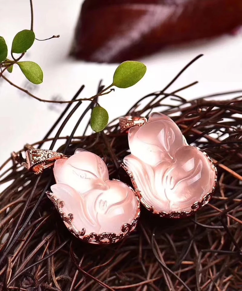 Цепочка с подвеской в виде светильник ды из розового кварца 26 х17 мм|Подвески| |