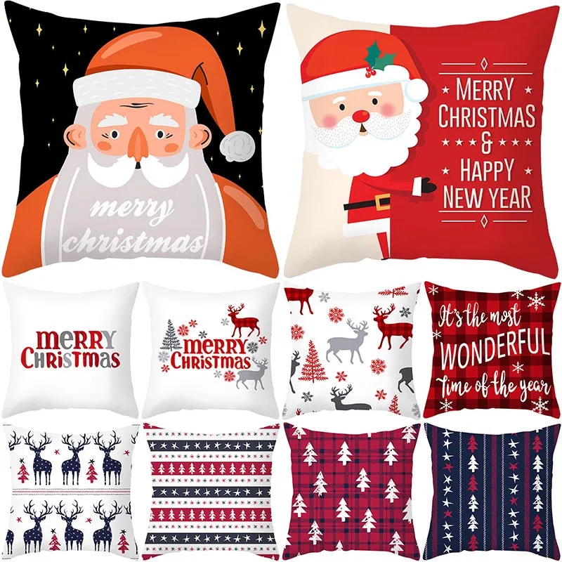 

Fashion 45x45cm Cartoon Santa Claus Elk Christmas Pillowcase 2020 Home Merry Christmas Decor Pillow Cushion Ornament Gifts
