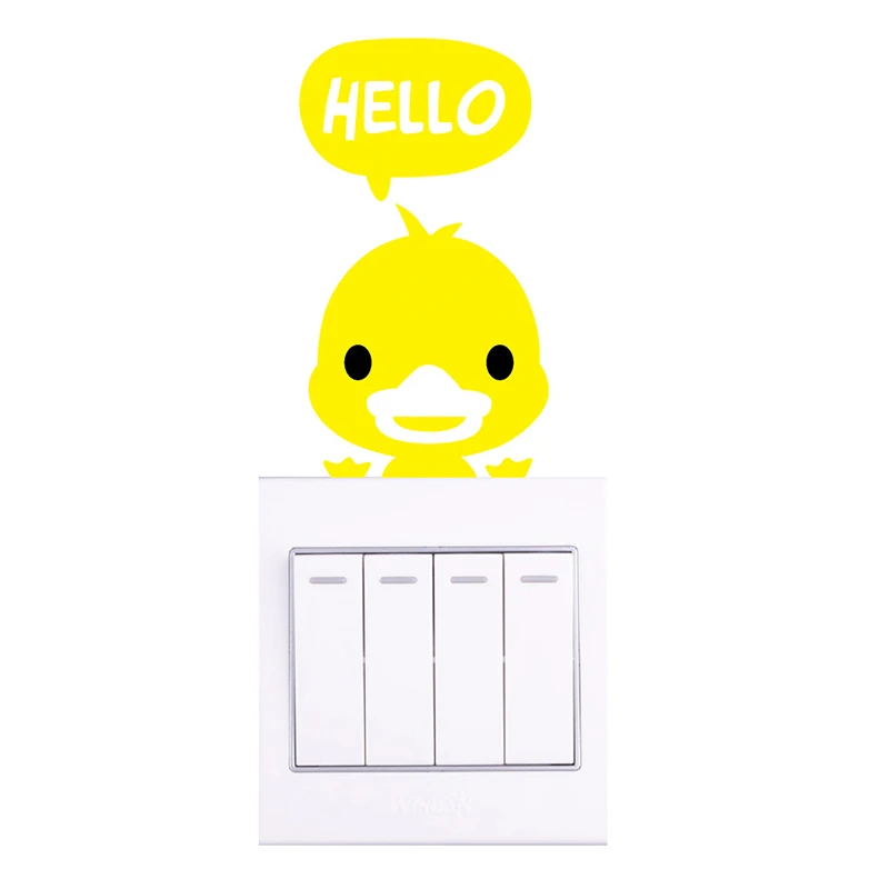 

1Pc New Kids Bedroom Decor Door Switch Mini Cartoon Yellow Duck Wallpapers