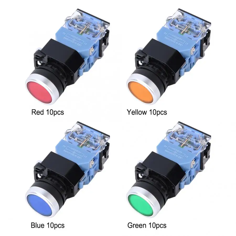 10 Pcs BEM38-11D Self-Reset Flat Head Button Switch 1 On Off 22mm High Quality | Обустройство дома