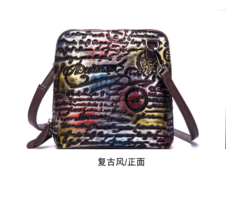

High Quality Genuine Leather Women HandBag Retro Handmade Embossed Shoulder Bag Large Capacity Female Crossbody Messenger Bags