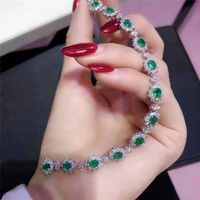 fine jewelry natural emerald 925 sterling silver new women gemstone hand bracelet support test luxury exquisite