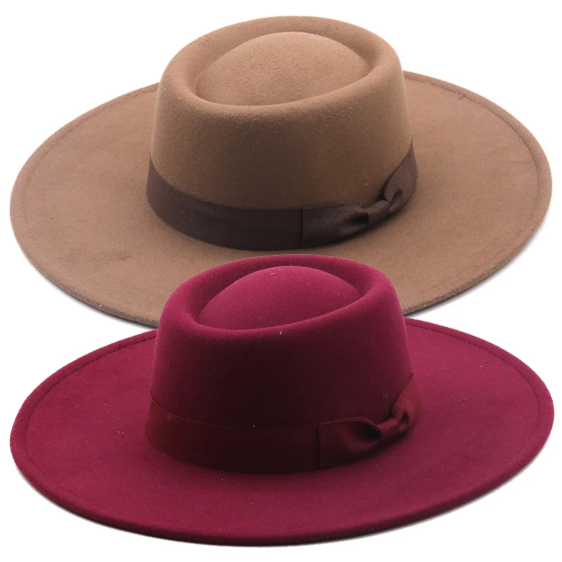 

Elegant Wool Women Men Fedora Wide Brim Hat for Winter Autumn Lady Gangster Trilby Felt Homburg Church Jazz Hat 55-58CM Adjust