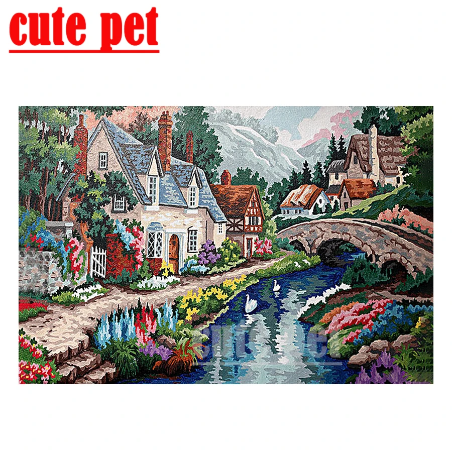 

European style DIY all drill square drill 5D Mosaic diamond embroidery No Frame Creative living cross-stitch Home Wall Decor (2)