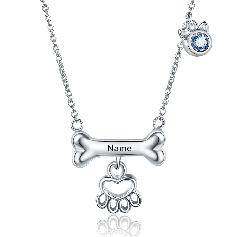 Prezzo Xiaojing925 Collana Con Ciondolo A Zampa Di Osso Di Cane Personalizzato In Argento Sterling Nome Inciso E Gioielli Di Moda Birthstone Per Nave Libera Del Regalo