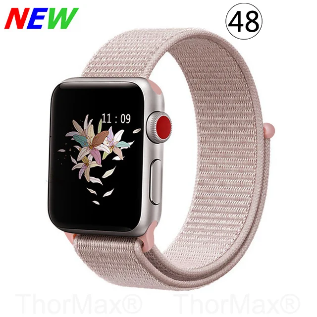 Ремешок для часов Apple Watch 4 серии 5 4 3 мягкий легкий дышащий нейлоновый спортивный ремешок 38 мм 42 мм 40 мм 44 мм Ремешки для наручных часов - Цвет ремешка: 48-Rose Pink