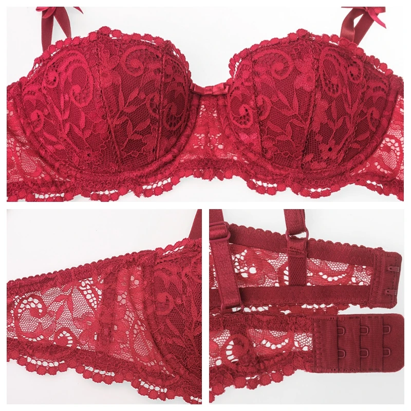 Новые Топ сексуальное нижнее белье комплект красный бюстгальтер из хлопка Для