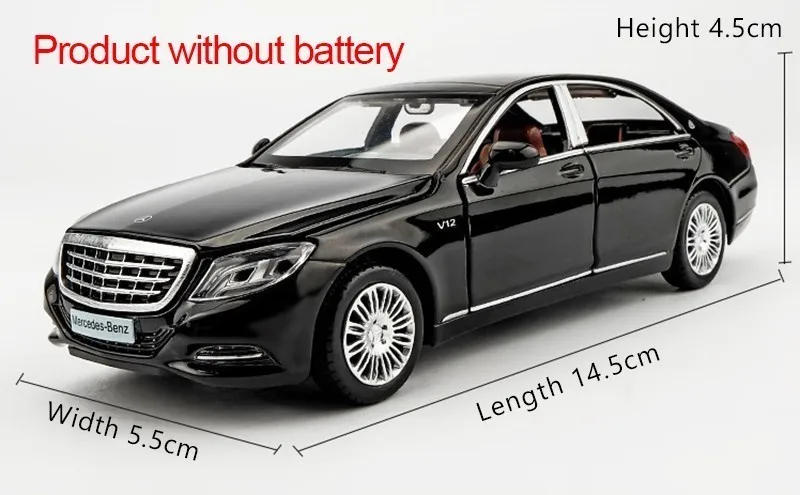 1/32 Maybach S600 литые под давлением металлические модели автомобилей, игрушечный автомобиль с имитацией, светильник с музыкой, 6 дверей, можно открыть, подарки для детей