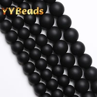 natural dull polished matte black agates beads round loose beads for jewelry making diy bracelets women necklaces 4 6 8 10 12mm