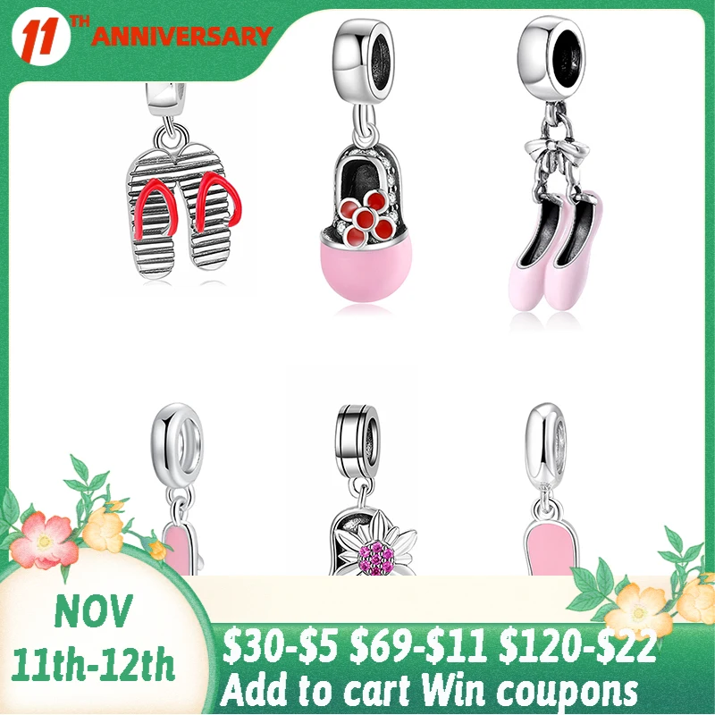 

2021 цветы и шлёпанцы для женщин кулон со сверкающими циркониевые амулеты для браслет ювелирных изделий Fit дизайнерские браслет из бисера для...