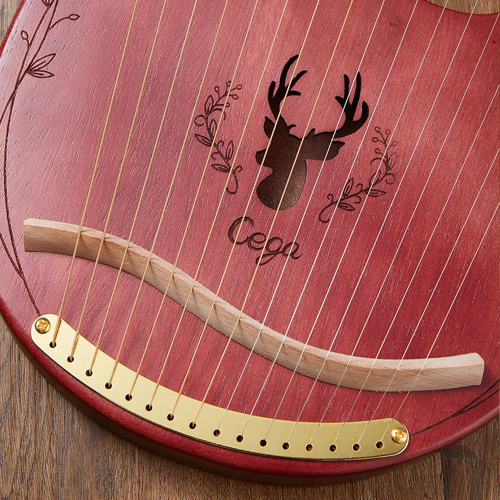 16 струн Lyre Harp деревянный из красного дерева Профессиональный музыкальный