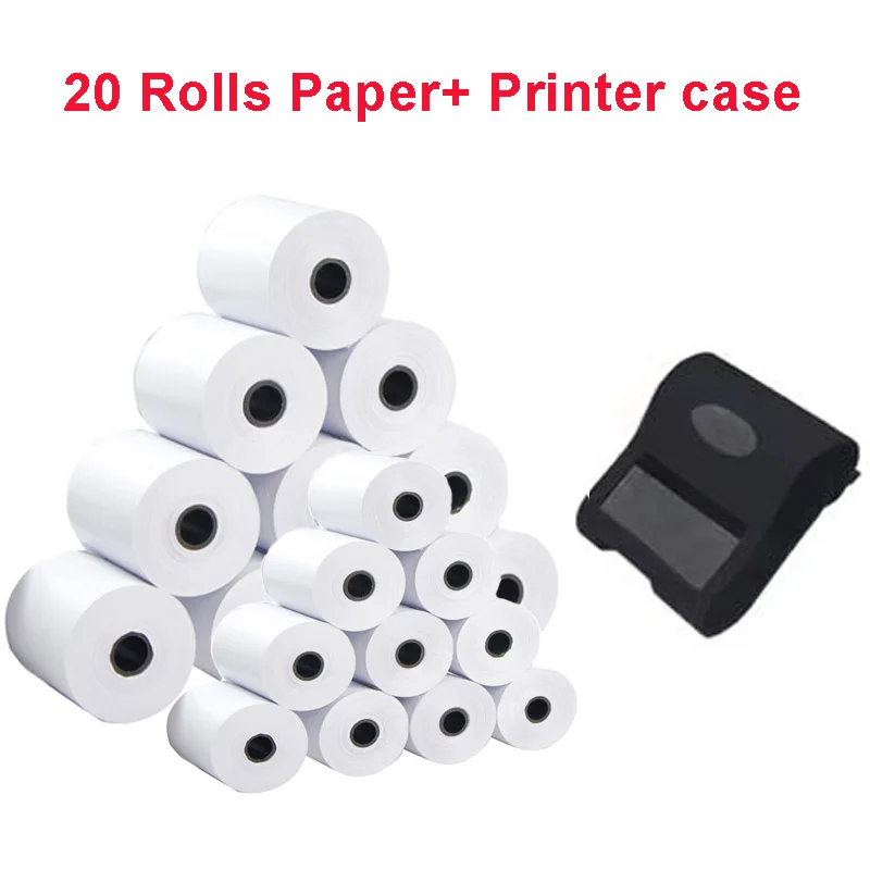 20Rolls Paper A Case Портативный Bluetooth Термальный чековый принтер мини 58 мм Принтер POS Чековая машина для мобильного телефона windows - Цвет: 20Rolls Paper A Case