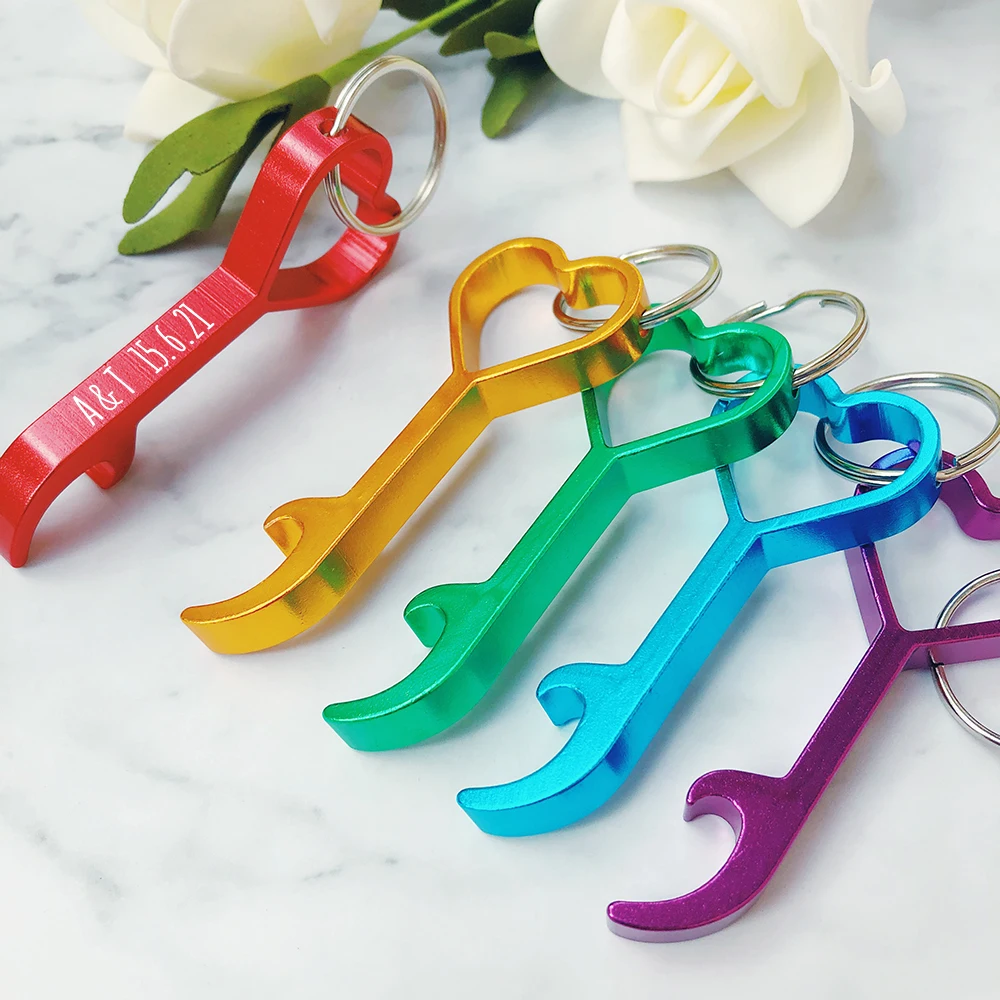 Персонализированный свадебный брелок для ключей сердце Открывалка Для Бутылок