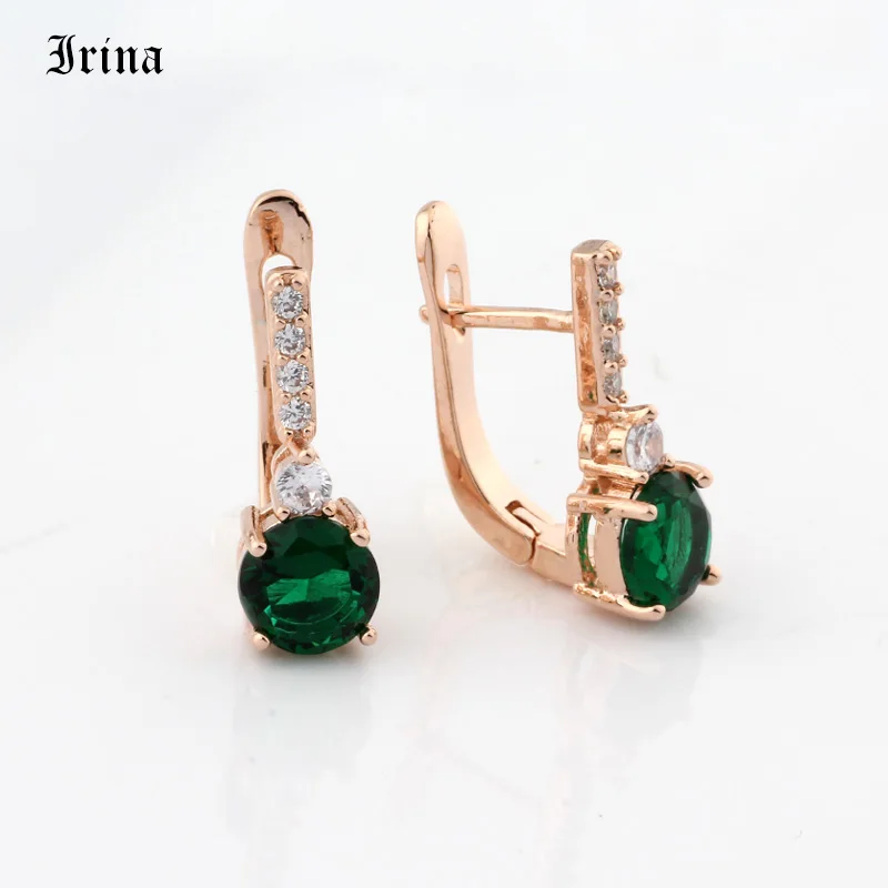 Женские серьги гвоздики Irina 2019 с фианитами цвета розового золота 585