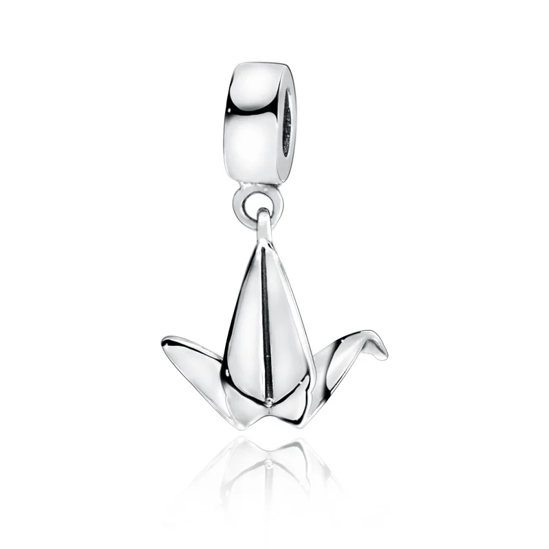 

Classic 925 Sterling Silver Paper Crane Dangle Charm Beads fit Original pandora Bracelets Women DIY Jewelry