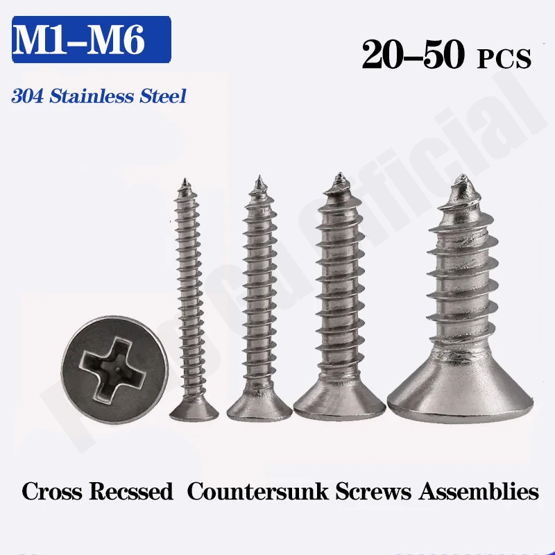 

KA [M2 M2.2 M2.6 M3 M3.5 M4] 304 Stainless steel Cross recessed countersunk head tapping screws Wood SS39