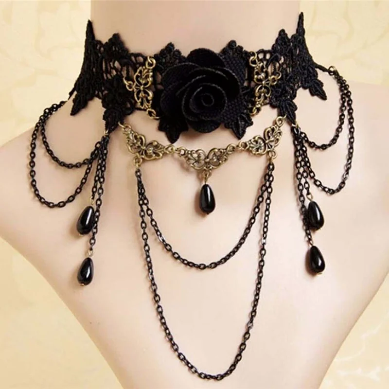 

Simple Trendy Black Lace Necklace Choker Party Jewelry Accessories For Women Wholesale