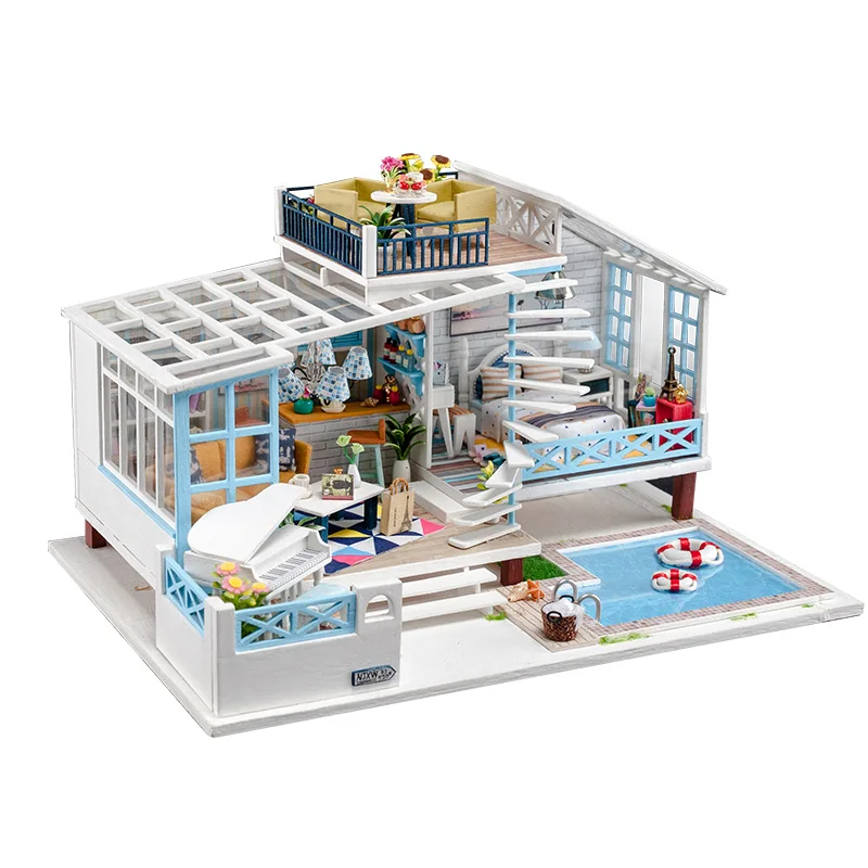Кукольный дом набор деревянный большого размера модный кукольный домик мебель