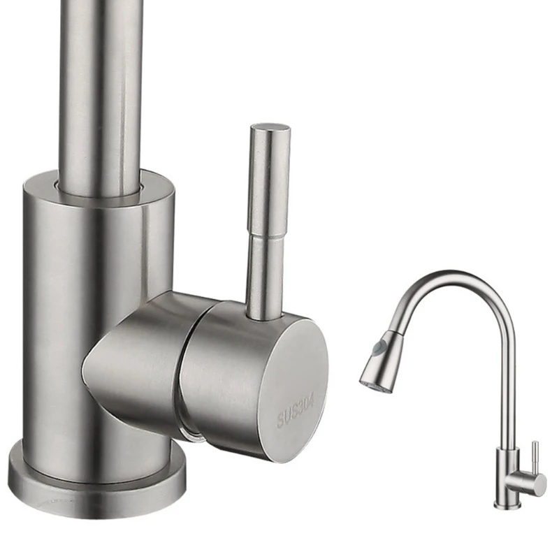 

1/2\" Stainless Steel Kitchen Sink Faucets with Pull Down Sprayer Deck Mount