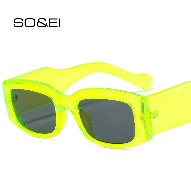 

SO&EI Fashion Square Colorful Sunglasses Women Retro Brand Designer Wide Legs Sun Glasses Men Trending Shades UV400
