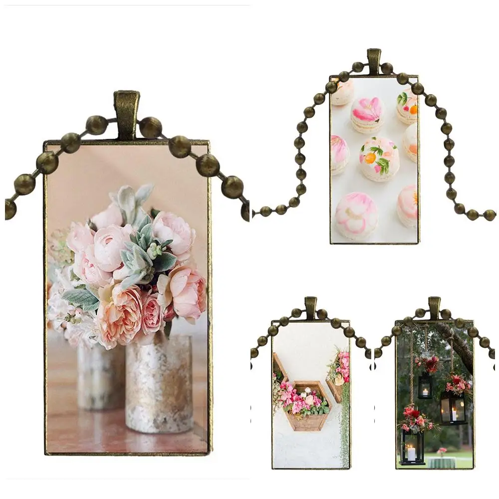 Женское эффектное ожерелье Tumblr Supre с подвеской из цветного стекла прямоугольное