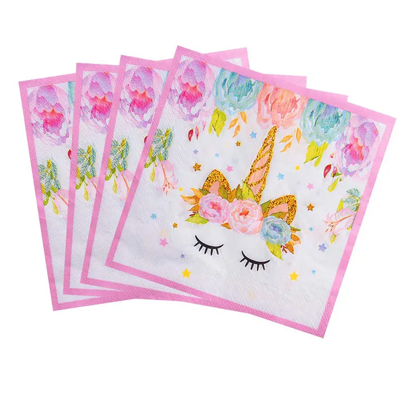 Милые розовые единороги тема вечерние декоративные столовые принадлежности