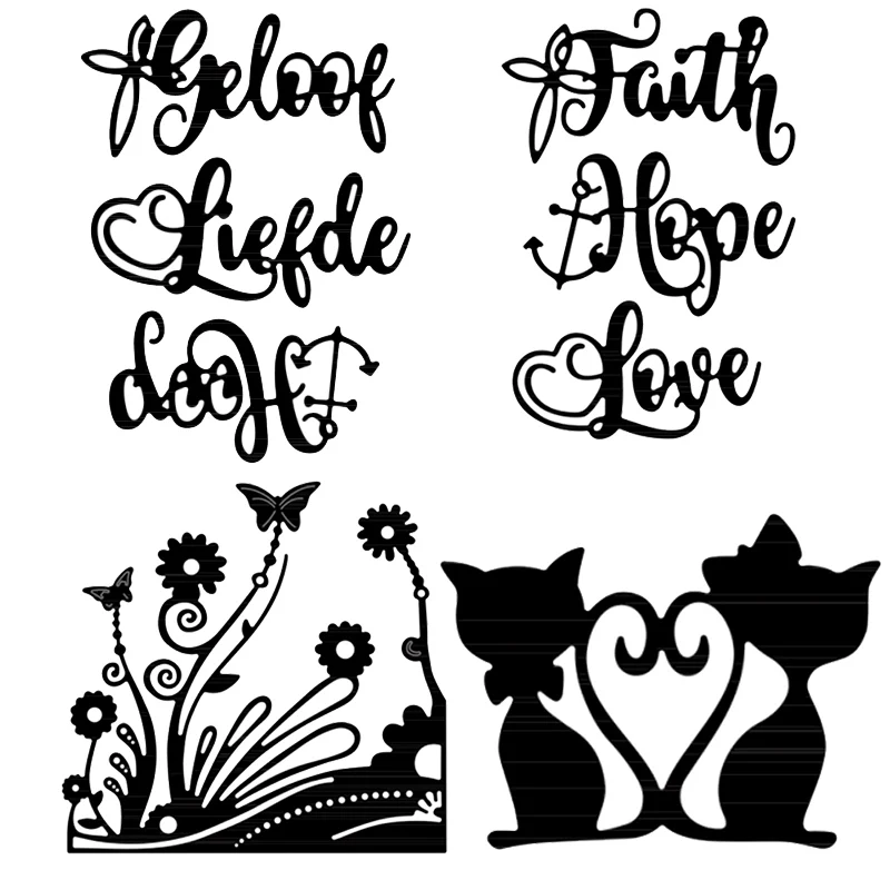 

"Faith Hope Love" Words Metal Cutting Dies For Scrapbooking Craft Die Cut Card Making Embossing Stencil Photo Album Decorations