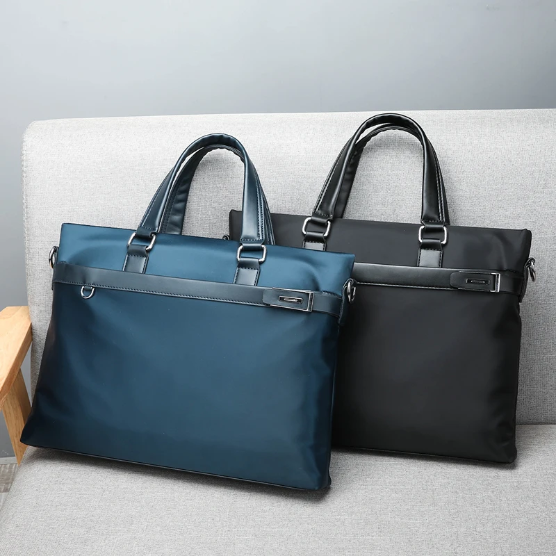 New Fashion Men Briefcase Casual Handbag Male Shoulder Bag Cross Body Bag Oxford Water-proof Laptop Bag Travel Bag, Black&Blue
