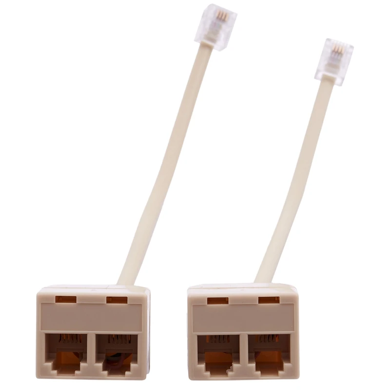 

2 шт. 6P4C RJ11 Штекерный К 2x гнездовой сплиттер Tele pone коннектор адаптер