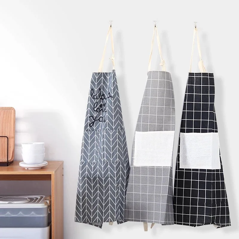 

1Pcs Plaids Kitchen Aprons For Woman Men Chef Work Apron For Grill Restaurant Bar Shop Cafes Cleaning Aprons Kitchen Accessories